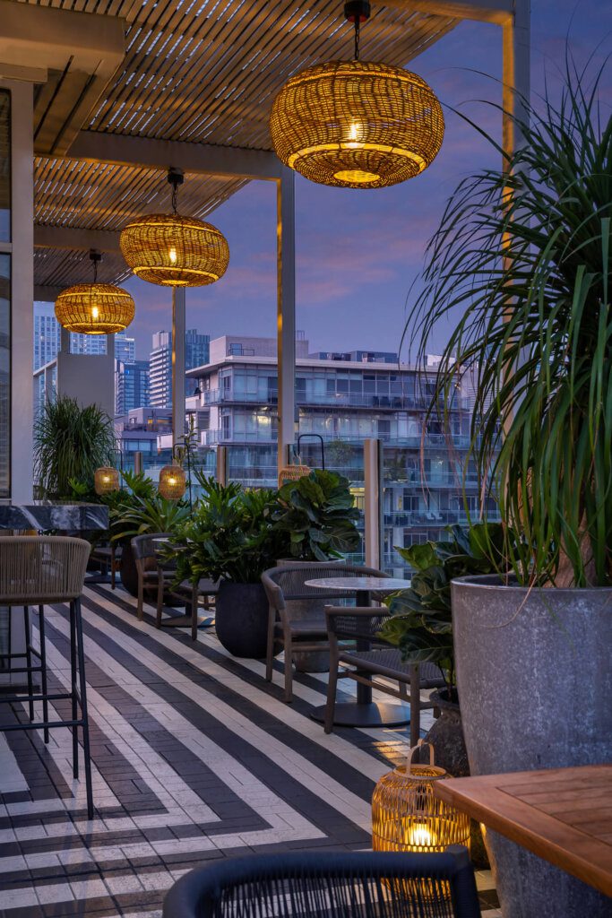 Evening view of Margo outdoor summer Patio 
 in Toronto