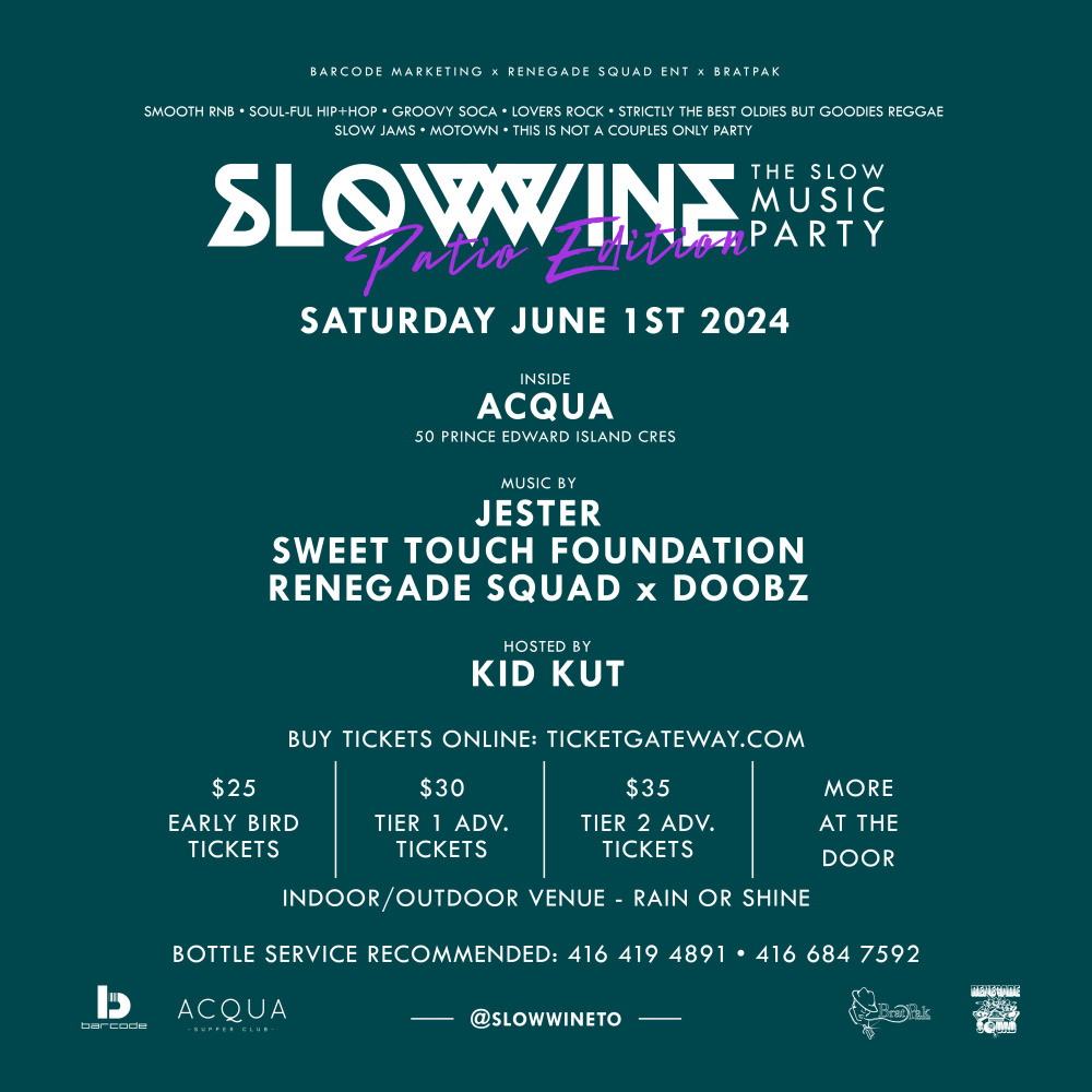 Event Details Flyer for Slow Wine Toronto R&B Party