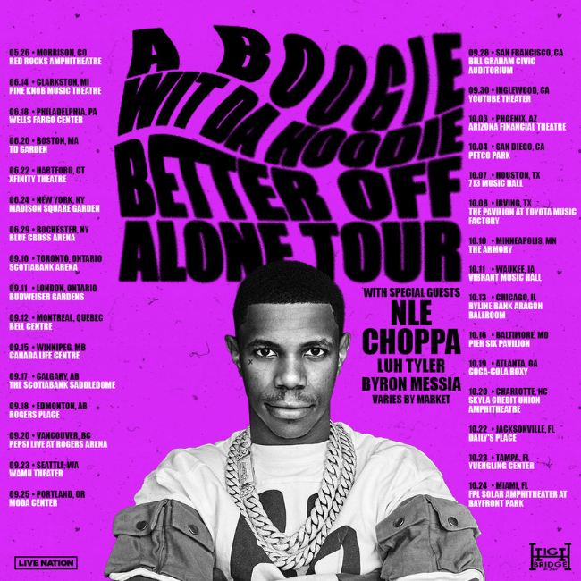 A Boogie Wit Da Hoodie 'Better Off Alone' Tour Flyer