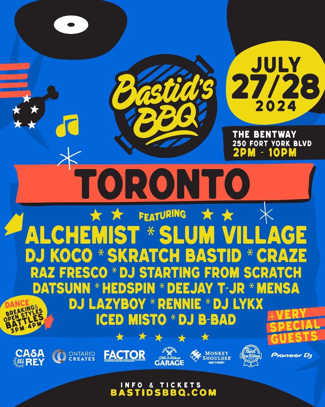 Flyer for DJ Skratch Bastid Presents “BASTID’S BBQ” Toronto 