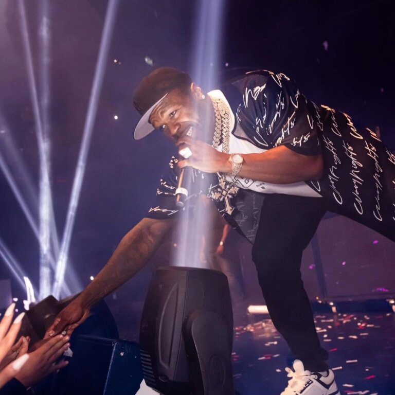 50 Cent performing in Toronto, live on stage at Rebel Nightclub