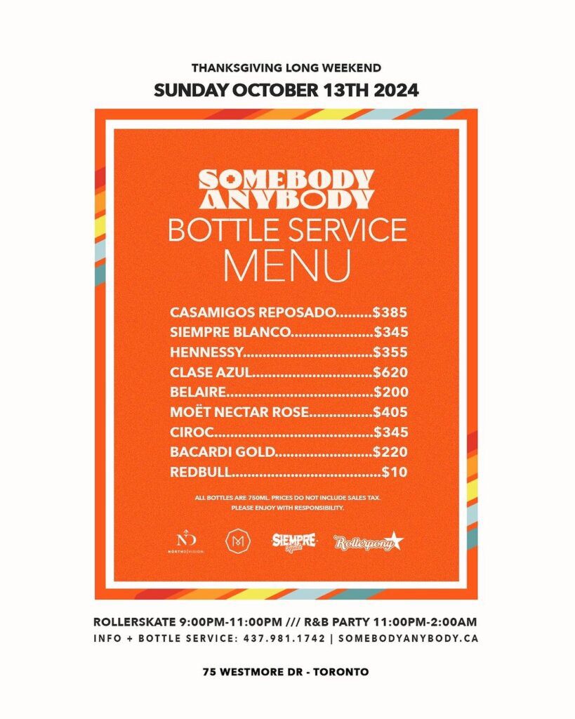 Somebody-Anybody-Toronto-Event-Nightlife Menu Pricelist