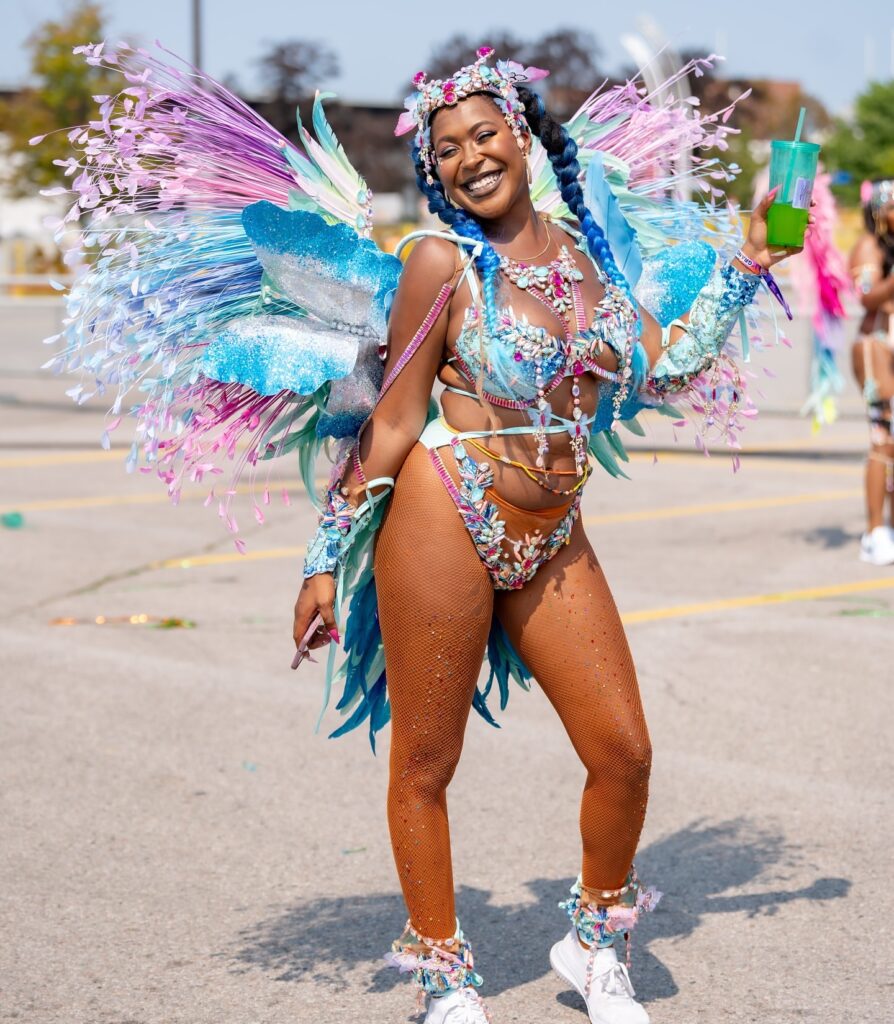 Beautiful lady in a costume at Toronto Caribana Carnival Parade