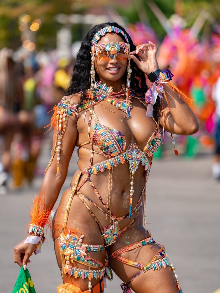 Beautiful lady in a costume at Toronto Caribana Carnival Parade
