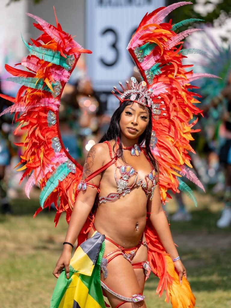 Beautiful lady in a costume at Toronto Caribana Carnival Parade