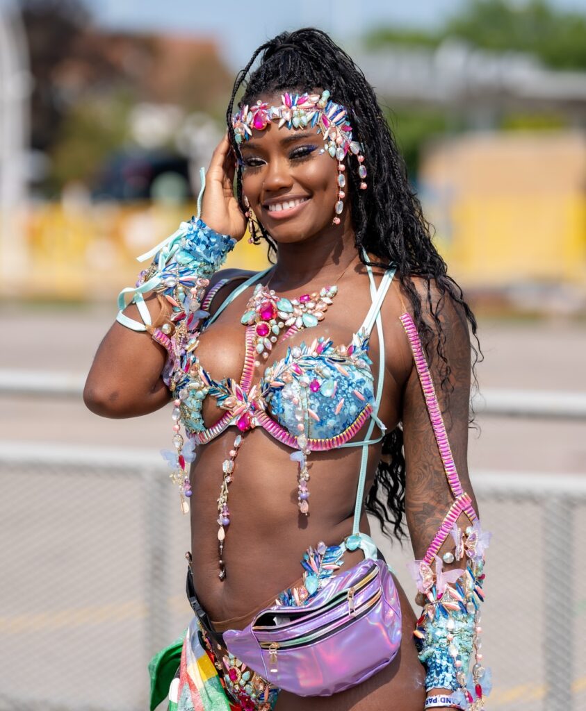 Beautiful lady in a costume at Toronto Caribana Carnival Parade