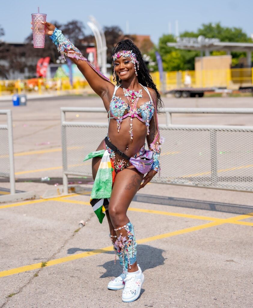Beautiful lady in a costume at Toronto Caribana Carnival Parade