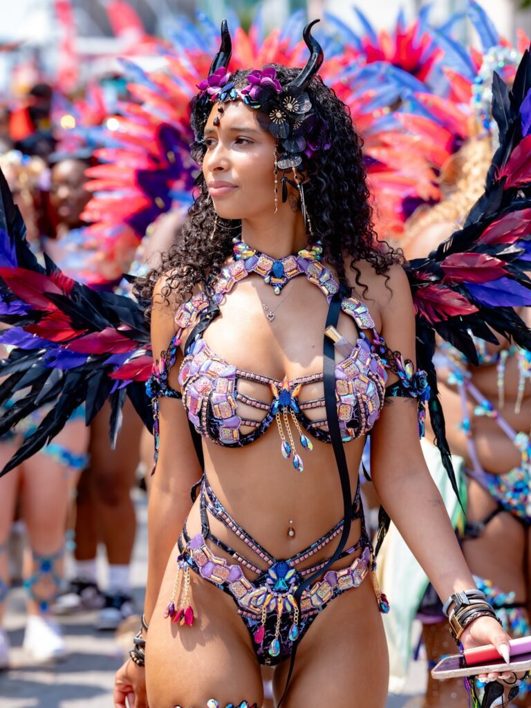 Beautiful lady in a costume at Toronto Caribana Carnival Parade