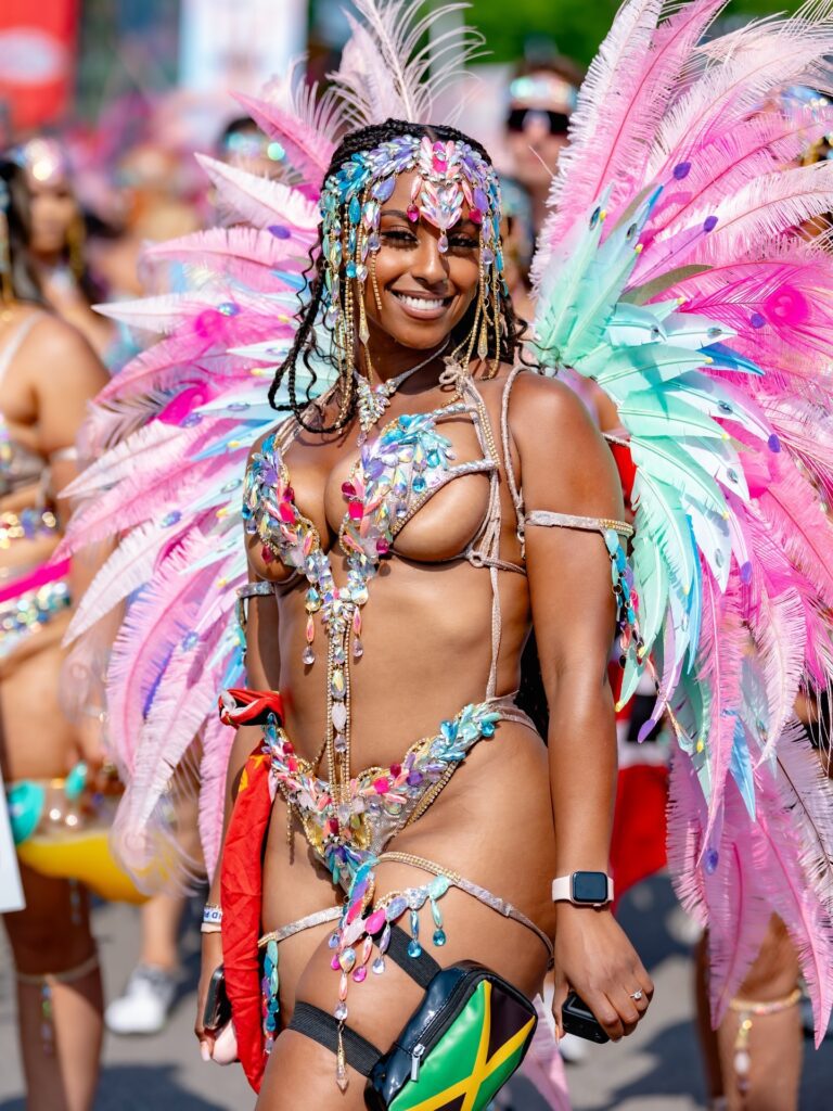 Beautiful lady in a costume at Toronto Caribana Carnival Parade