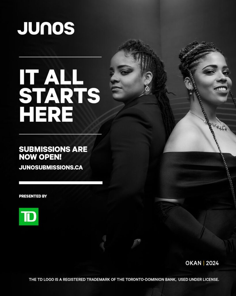 2026 JUNO Award submissions are now open! Presented by TD Canada, this is your chance to claim Canada’s top music honour. Submit today!