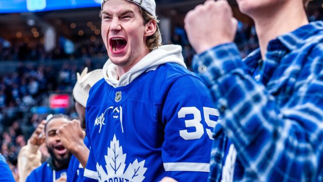 excited happy maple leafs fan