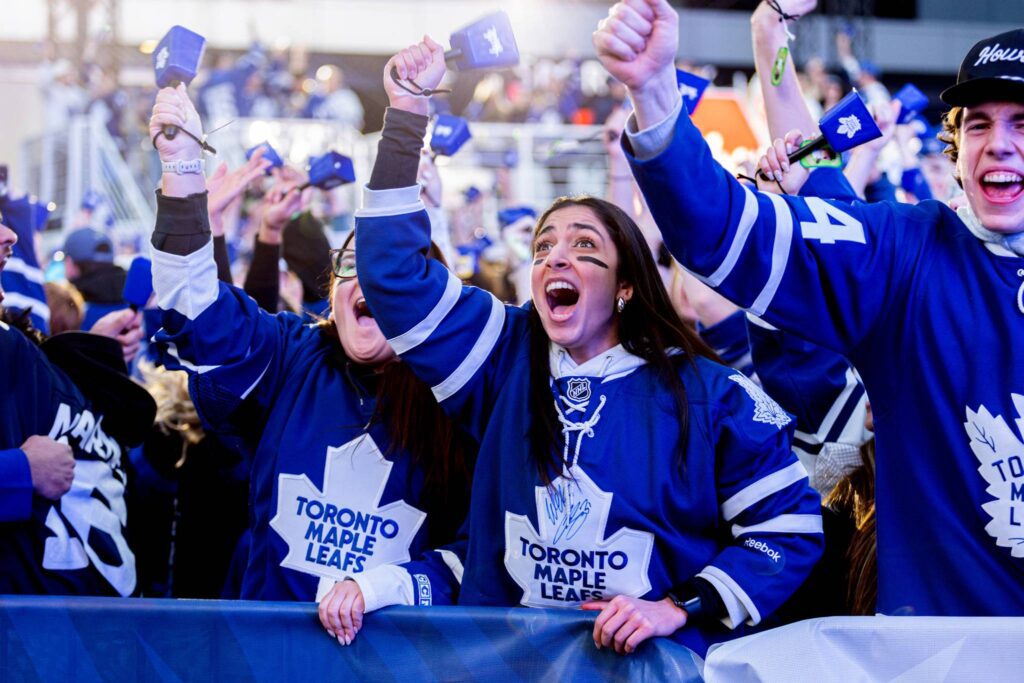Toronto Maple Leafs Fans Celebrating