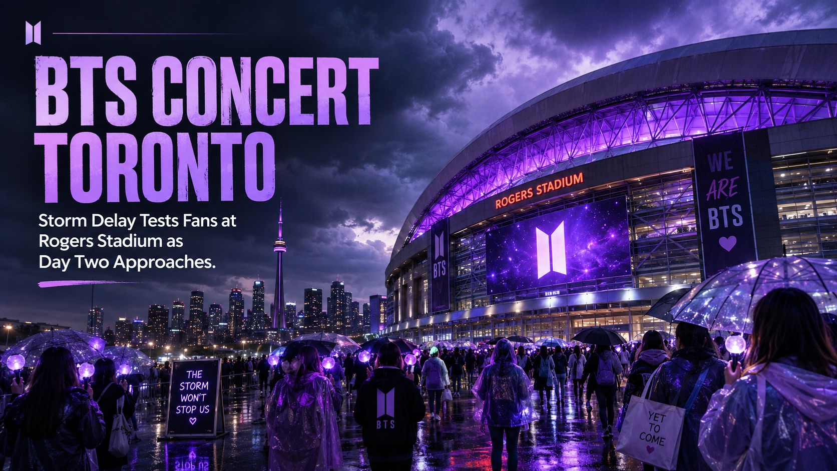 Photo: talkoftoronto.ca BTS Toronto Concert Delayed by Severe Storm at Rogers Stadium