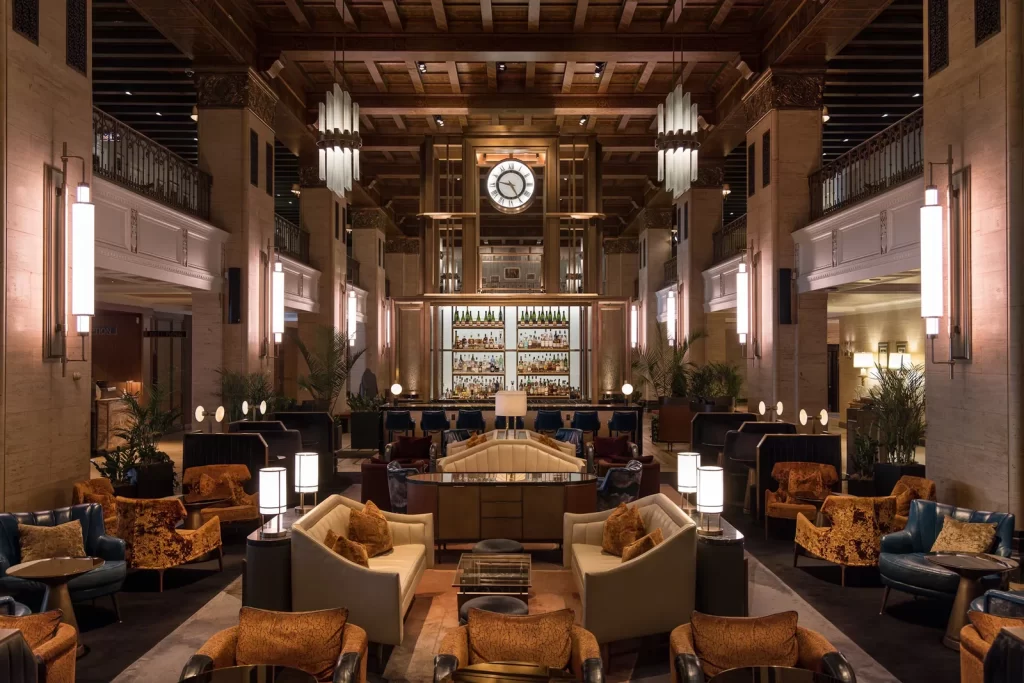 Elegant lobby lounge at Fairmont Royal York in Toronto