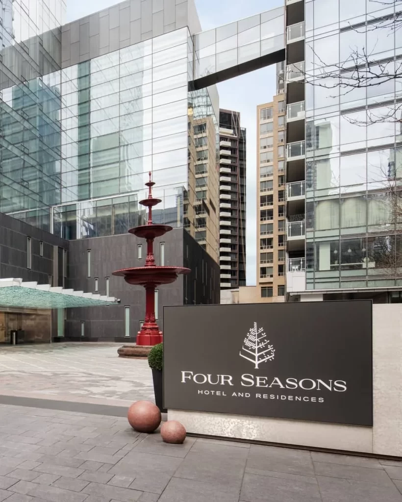 Entrance and exterior of Four Seasons Hotel Toronto in Yorkville