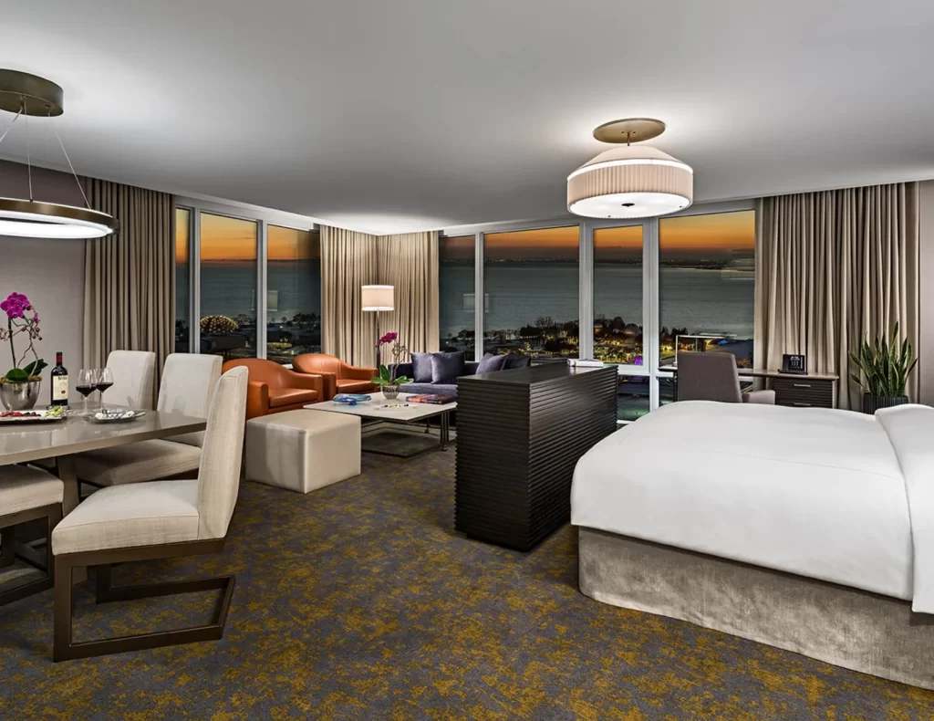 Guest room at Hotel X Toronto with modern furnishings