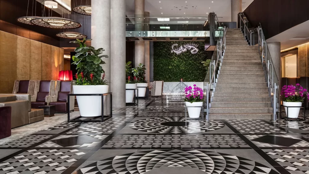 Lobby and lounge interior at Hotel X Toronto
