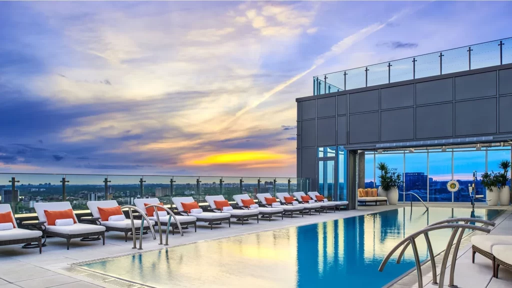 Rooftop pool at Hotel X Toronto overlooking the city