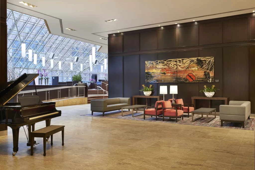 Contemporary lobby at InterContinental Toronto Centre