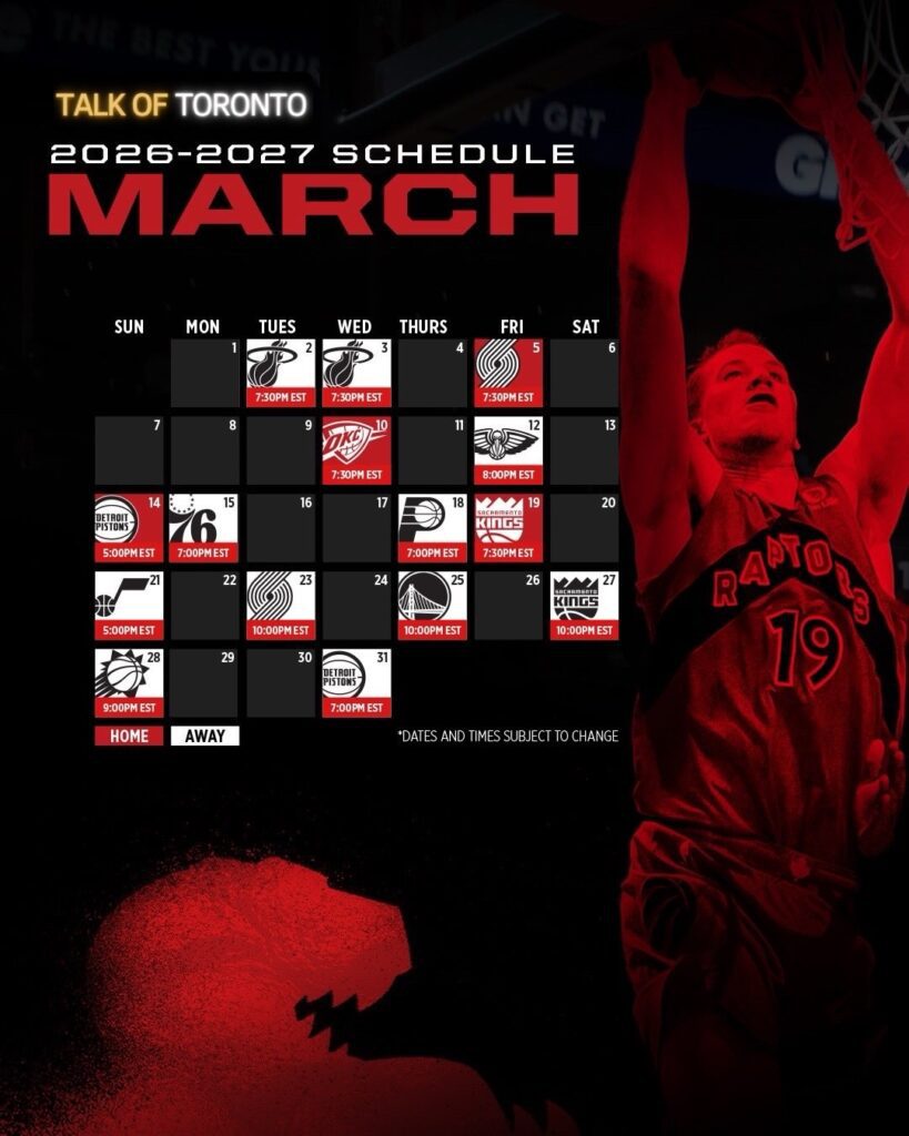 Toronto Raptors Official 2026–2027 Schedule at Scotiabank Arena Toronto photo 6