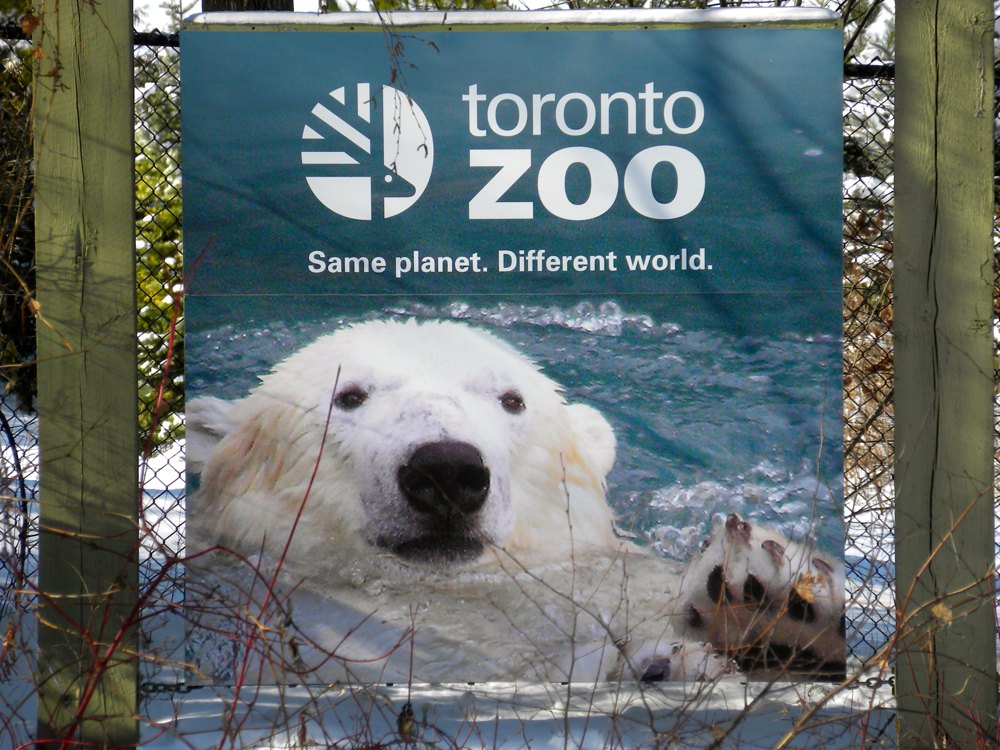 Toronto Zoo sign at the entrance in Toronto Ontario