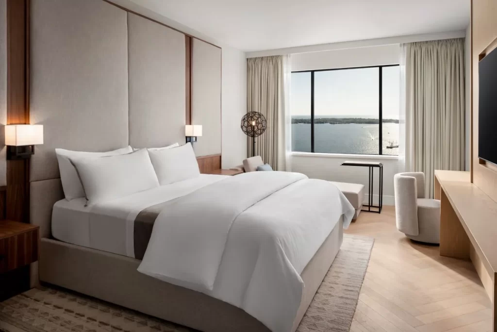 Guest room with waterfront views at The Westin Harbour Castle, Toronto