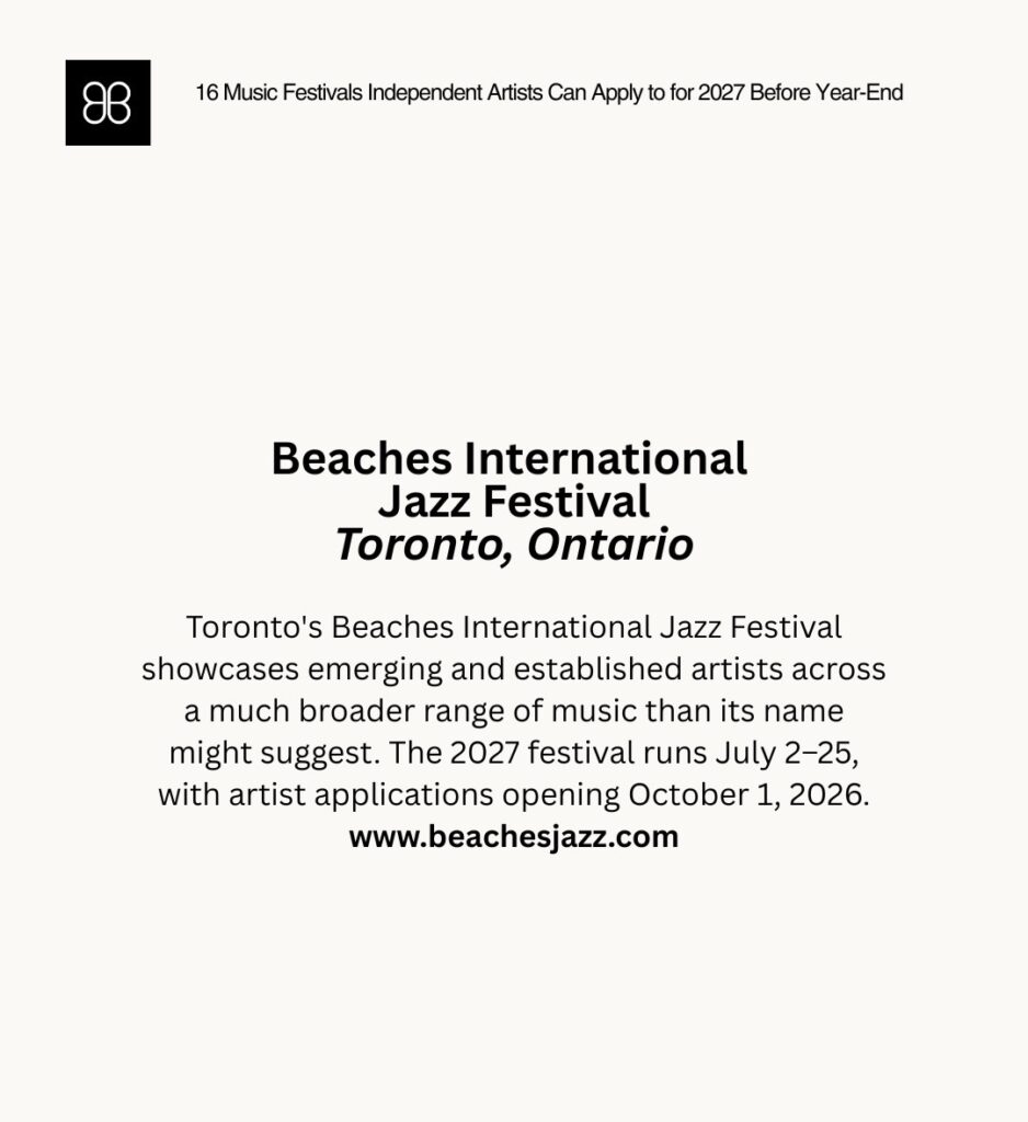 2027 music festivals for independent artists Toronto photo 12