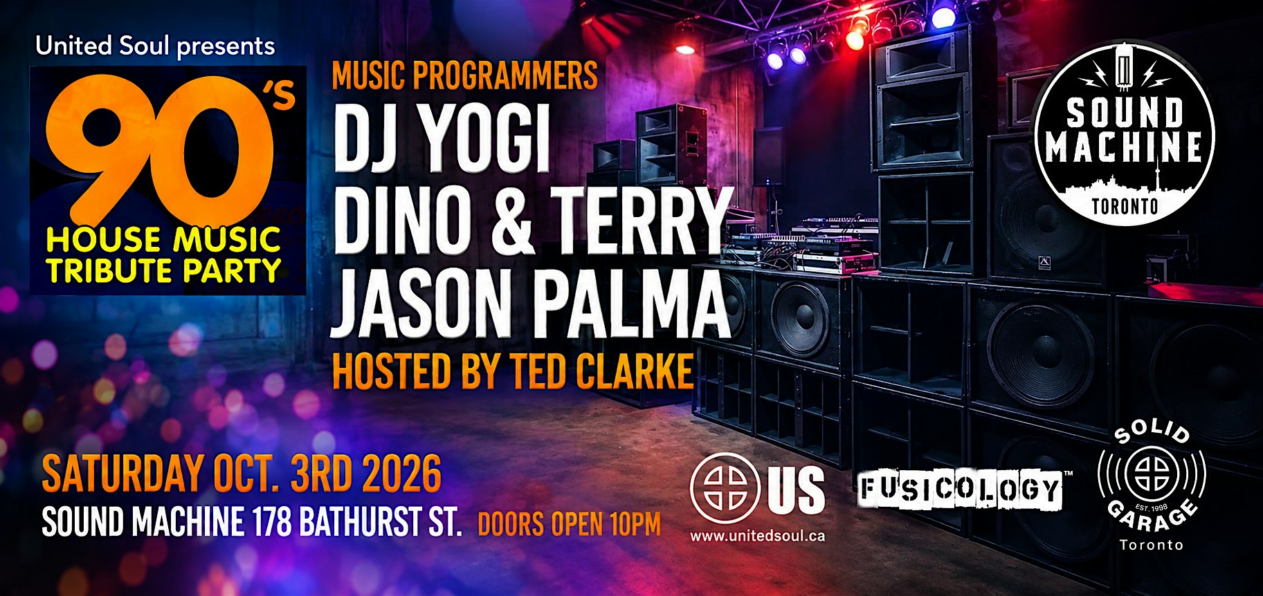 90’s House Music Tribute Party w/ Dino & Terry, Jason Palma & DJ YOGI Toronto at Sound Machine