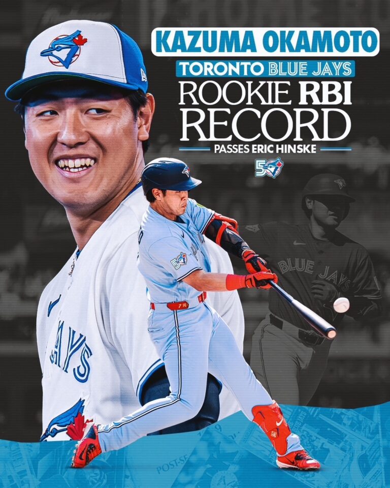 Kazuma Okamoto rookie RBI record Toronto photo